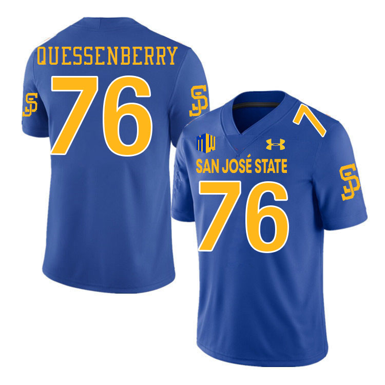 #76 David Quessenberry SJSU Jersey,San Jose State Spartans Football Jersey College Uniforms-Royal